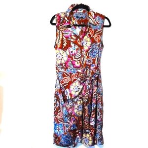 NWT!  Drew Brown Paisley Floral Wrap Mini Dress Size Small